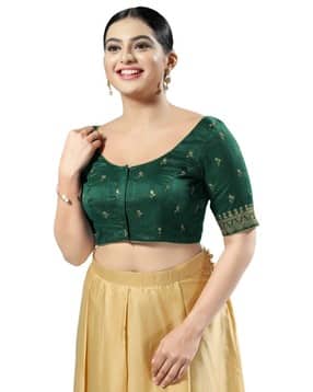 vamas Women Embroidered Front-Open Blouse with Tie-Up Detail-picture-56