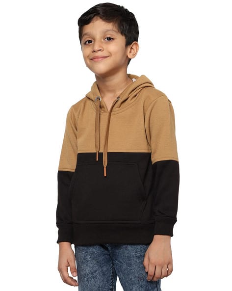 Boys Regular Fit Colour-Block Hoodie