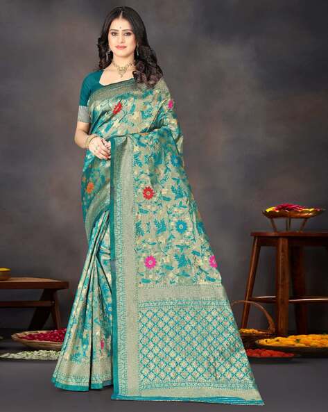 Banarasi silk Saree in Sea green colour 20002 | Combination dresses, Saree, Green  saree
