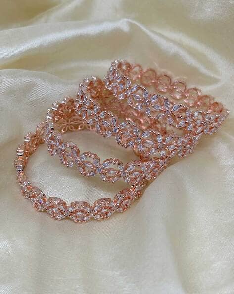 BHRM Set of 2 Gold-Plated Stone-Studded Bangles