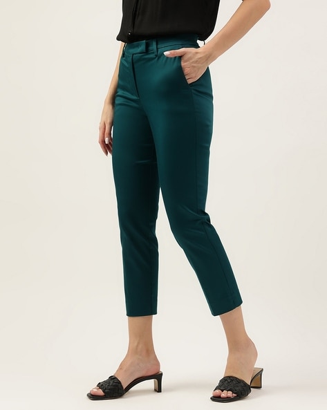 Green Fashion Casual High Waist Trousers | Green trousers, Green trousers  outfit, White fashion casual