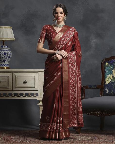 Buy Maroon Sarees for Women by Saree mall Online