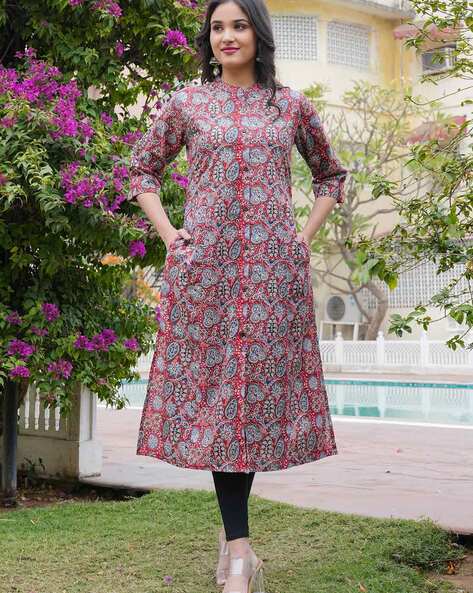 Rangmayee Peach & Navy Cotton Floral Print Kurti Leggings Set Price in  India, Full Specifications & Offers | DTashion.com