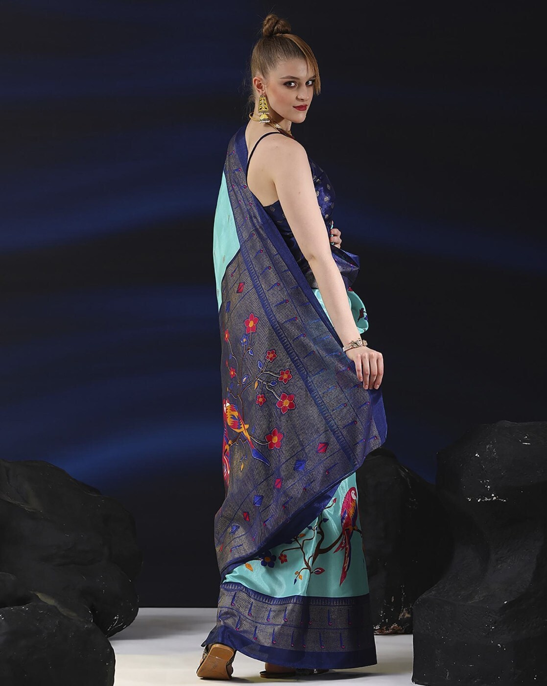 Buy Light Blue Sarees for Women by Saree mall Online