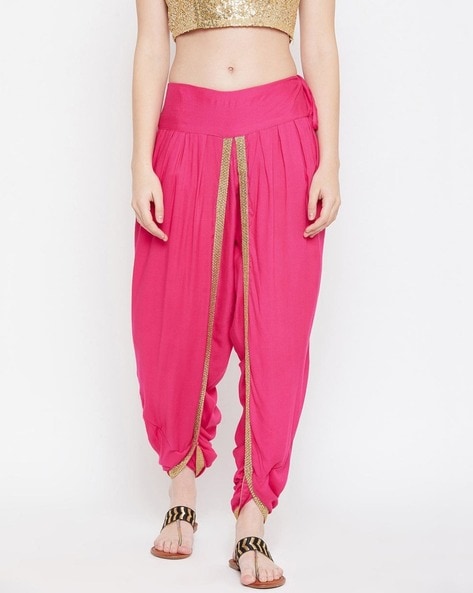 Women Dhoti Pants with Contrast Border Price in India