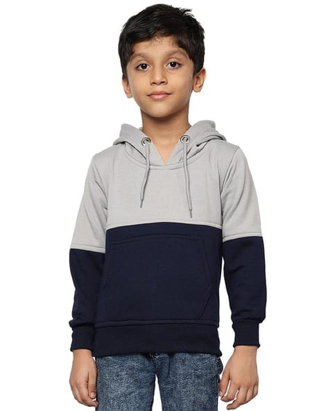 Boys Regular Fit Colour-Block Hoodie