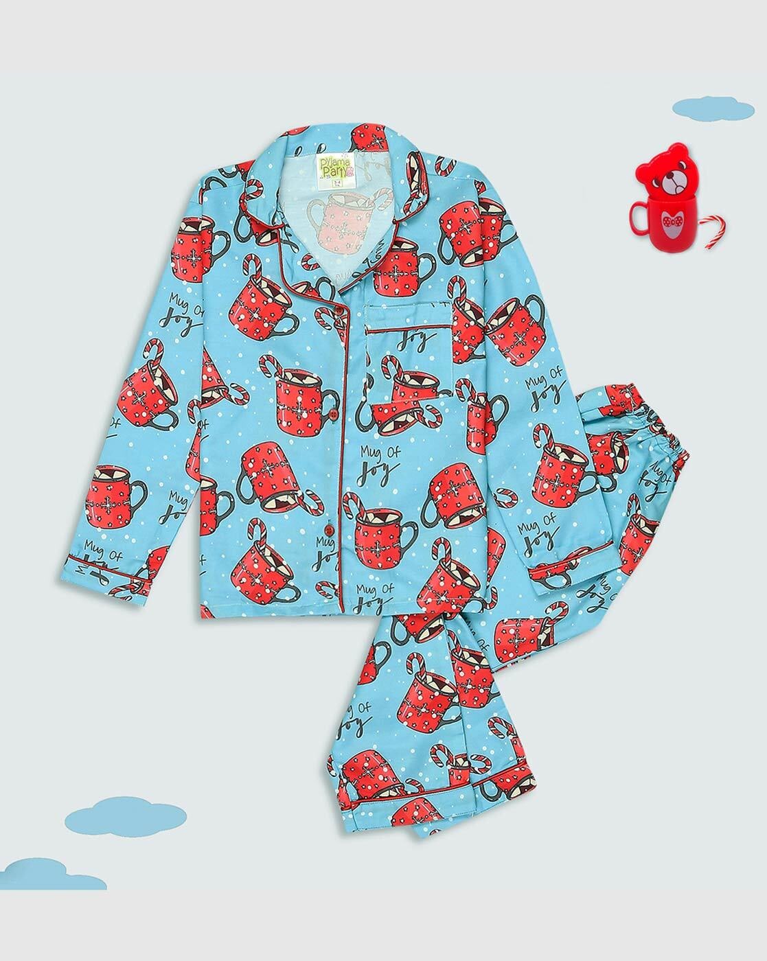 Loungeable Blue Trouser Pyjama Set with Barbie Print