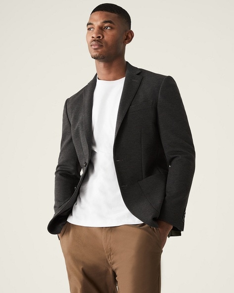 Charcoal wool hot sale blazer mens