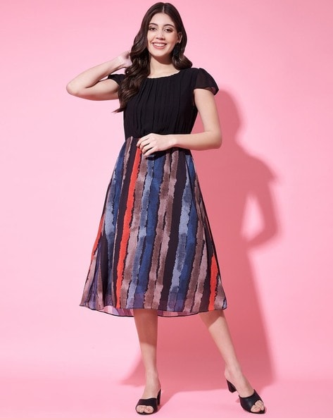 Women Striped A-Line Dress