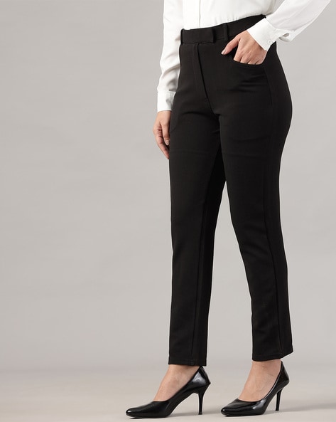 SATINATO Dress Pants for Women Work Slacks Casual Business Office Straight  Stretch Slim Skinny Solid Trousers (14 Long, Black) at Amazon Women's  Clothing store