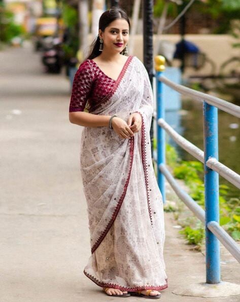 Buy Maroon Sarees Online At Best Prices – Koskii