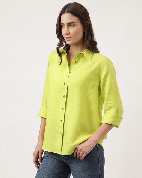 Lime green button up shirt hotsell