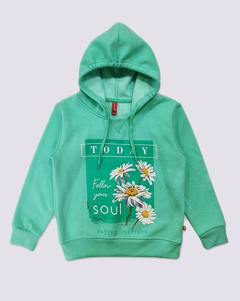 Buy Sea Green Sweatshirts Hoodie for Girls by GAME BEGINS Online