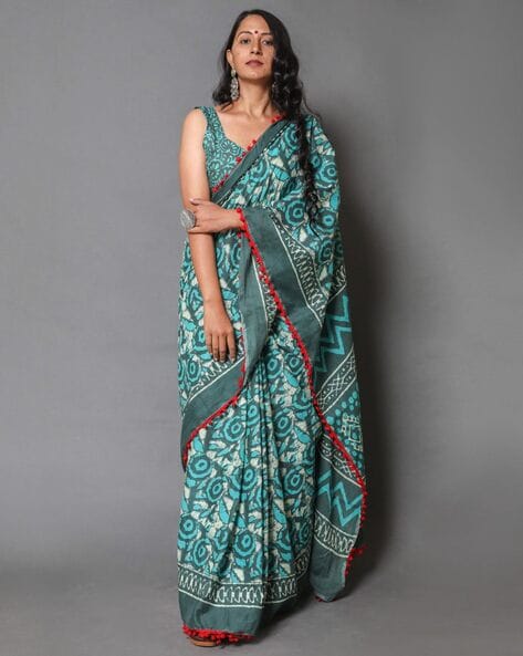 Buy Brown Sarees for Women by Indie Picks Online | Ajio.com | Saree, Women,  Fashion