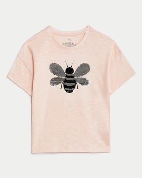 marks & spencer Girls Bee Embellished Relaxed Fit Crew-Neck T-Shirt-picture-41