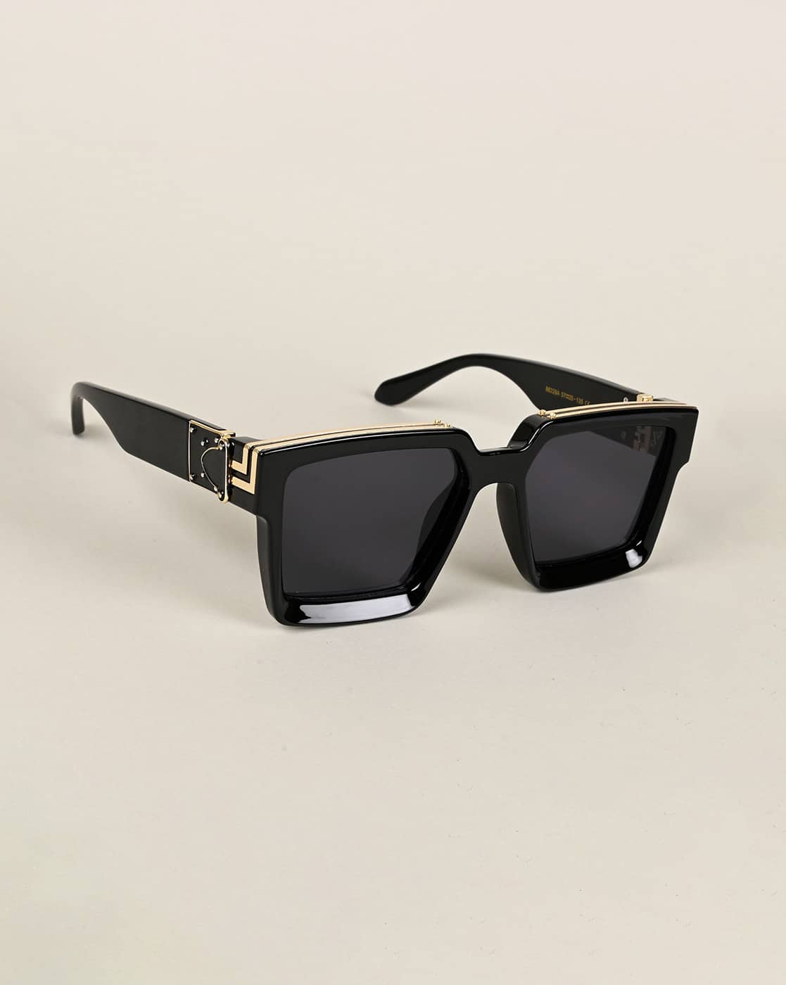 Black Gold Weed Leaf Square Sunglasses - Retro 420 Friendly Shades With Gold Cannabis Leaf Accents