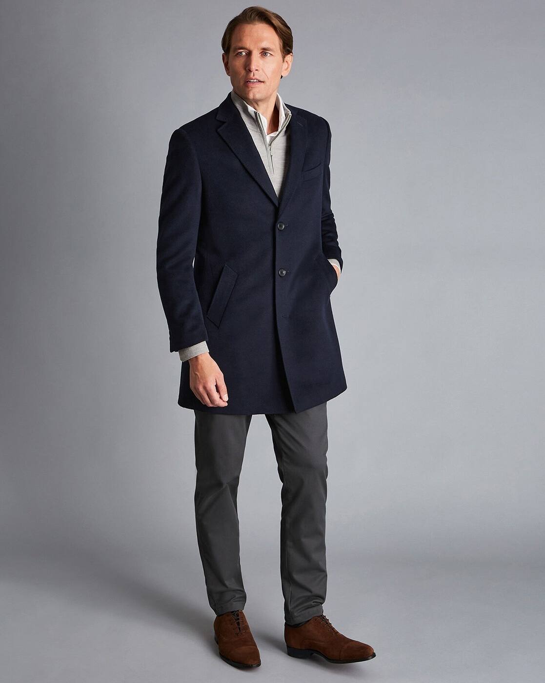 Buy CHARLES TYRWHITT Pure Wool Overcoat Online | Ajio.com