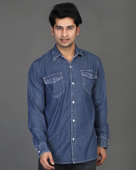 U.S. Polo Assn. Denim Co. Men Solid Casual Blue Shirt - Buy U.S. Polo Assn.  Denim Co. Men Solid Casual Blue Shirt Online at Best Prices in India |  Flipkart.com