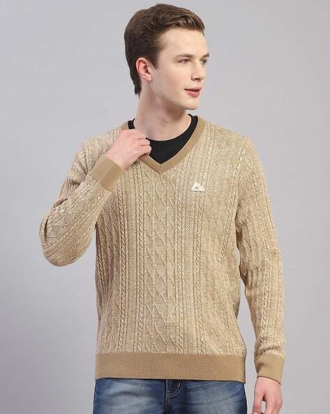 Men Self-Design Regular Fit Pullover
