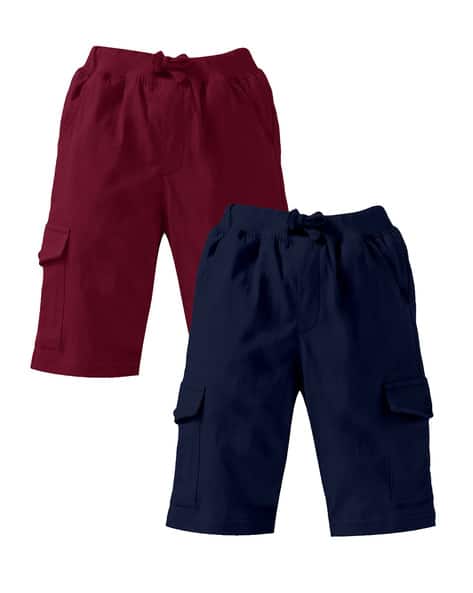 Buy Wine Navy Blue Shorts 3/4ths for Boys by Kiddopanti Online