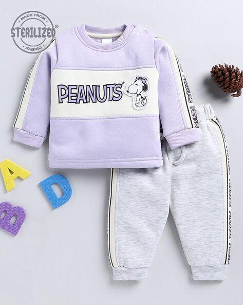 Peanuts Print Sweatshirt and Joggers Set