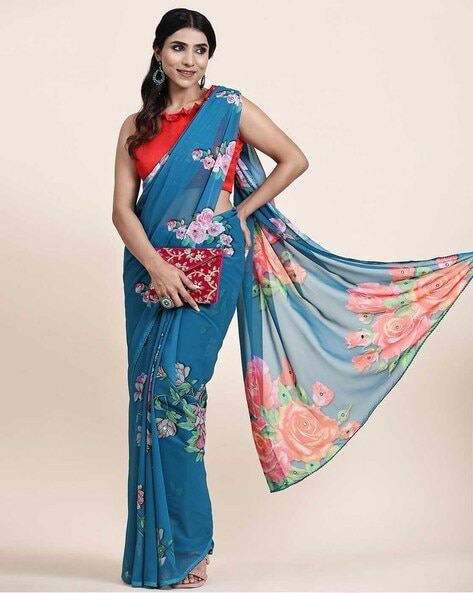 Zari work Georgette Saree - Aazuri