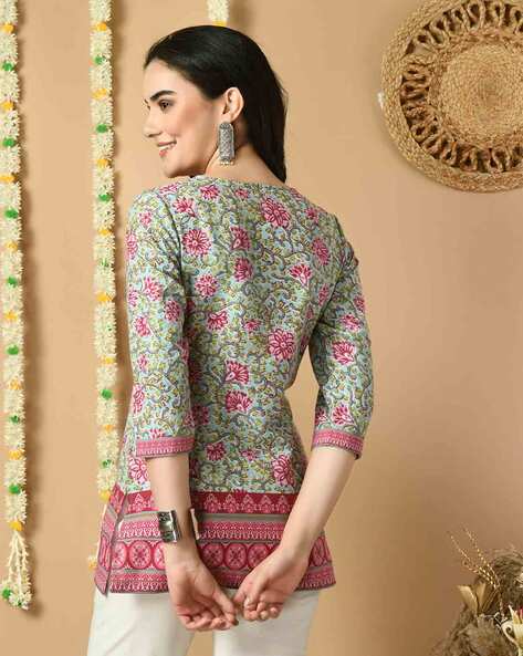 pink and green tunic