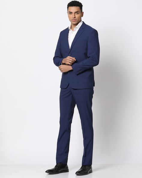 Men Checked Single-Breasted Slim Fit Suit Set