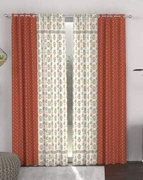 Set of 4 250 TC Printed Eyelet Door Curtains