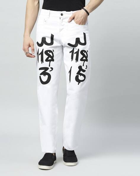Men High-Rise Typographic Print Non-Stretch Jeans