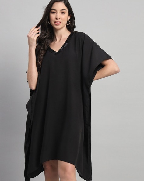 Black Maxi Kaftan Dress With Side Pockets – Clothes By Locker Room