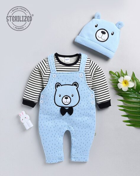 Buy Baby Blue Dungarees for Infants by MOM S LOVE Online Ajio