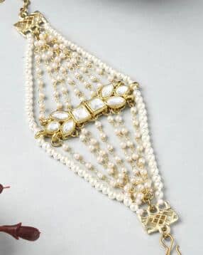 karatcart Women Gold-Plated Pearl & Kundan-Studded Bracelet-picture-29