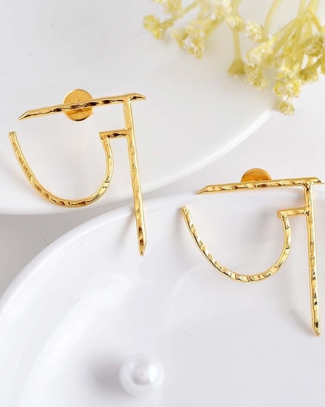 10K Solid Yellow Gold CZ Initial Letter Stud Earrings - A-Z Alphabet Women  Men | eBay