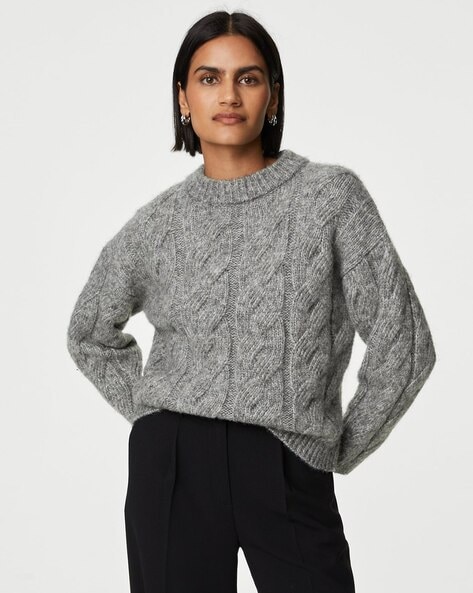 Buy Grey Sweaters Cardigans for Women by Marks Spencer Online Ajio