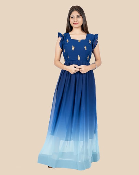 Buy Vaani Creation Women Blue Net A-line Gown Dress - XL Online at Best  Prices in India - JioMart.