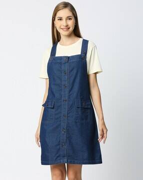 cefalu Women Regular Fit Dungaree with Flip Pockets-picture-16