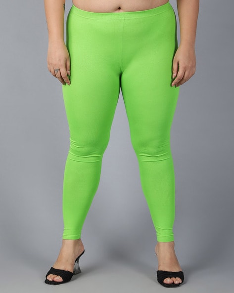 3X4X Kelly Green Solid Brushed Ankle Plus Size Leggings at Amazon Women's  Clothing store