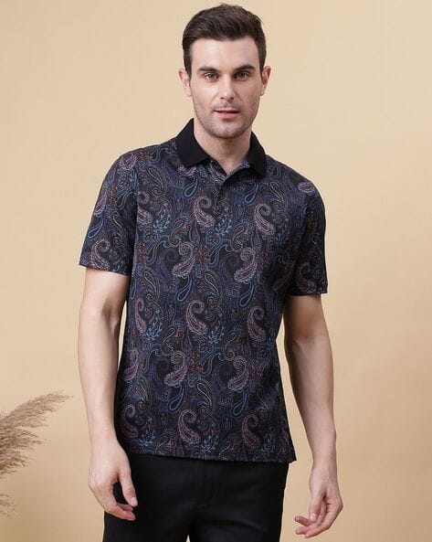 Men Paisley Print Polo T-Shirt