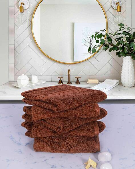 RANGOLI Set of 6 Striped Super Absorbent Face Towels
