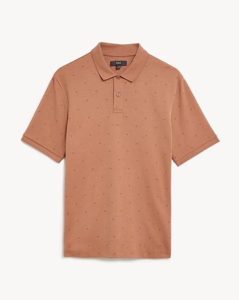 Pure Cotton Geometric Polo Shirt