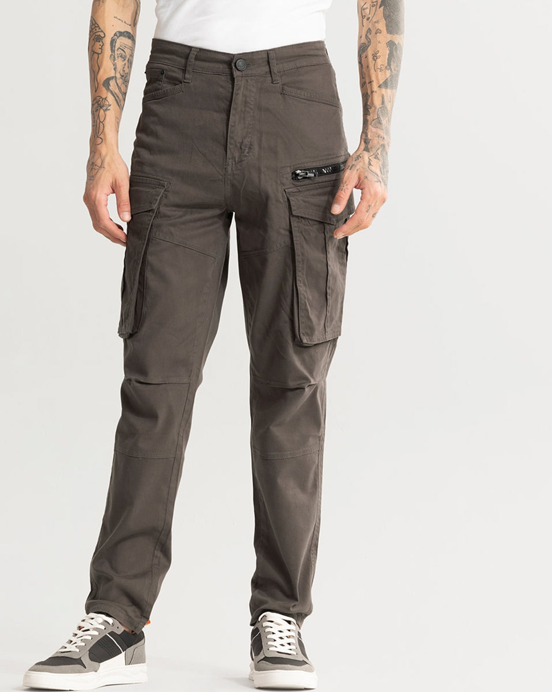 Flair Khaki Linen Pant - SNITCH