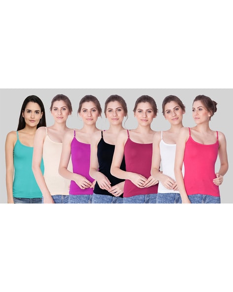  Women Lace Border Slips Camisoles With Adjustable Straps Pack Of  6 /