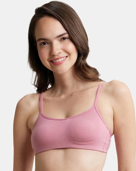 SS12 Wirefree Non-Padded Cotton Elastane Full Coverage Beginners Bra with  Adjustable Straps