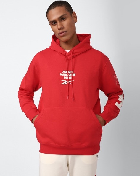 reebok classic hoodie mens red