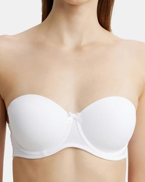 Buy Women's Under-Wired Padded Super Combed Cotton Elastane Stretch Full  Coverage Multiway Styling Strapless Bra with Ultra-Grip Support Band - Skin  FE52
