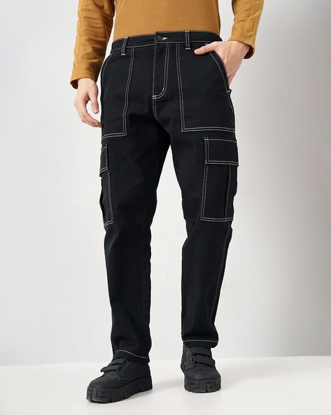 Men Loose Fit Flat-Front Cargo Pants