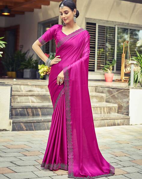 Buy Hot Pink Saree In Art Handloom Silk With Woven Floral Buttis, Paisley  Motifs On The Pallu And Unstitched Blouse Online - Kalki Fashion