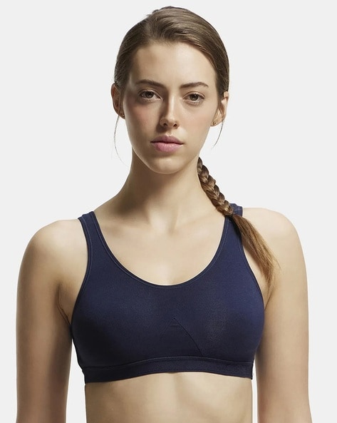 Jockey Women's Super Combed Cotton Elastane Stretch Printed Full Coverage  Sports Removable Padded Bra – Online Shopping site in India