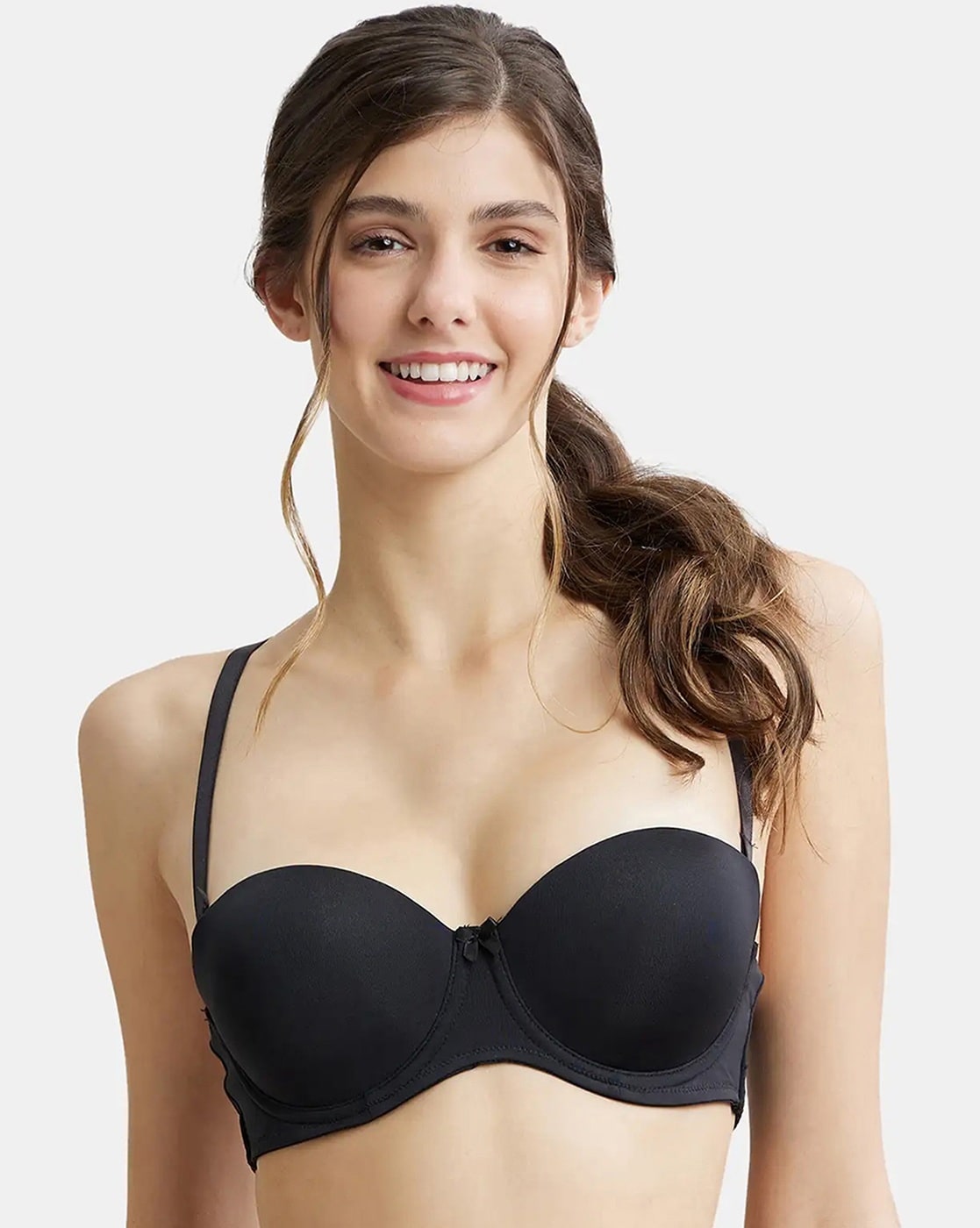 Buy Jockey 1819 Wirefree Padded Full Coverage Multiway T-Shirt Bra - Black  at Rs.1199 online